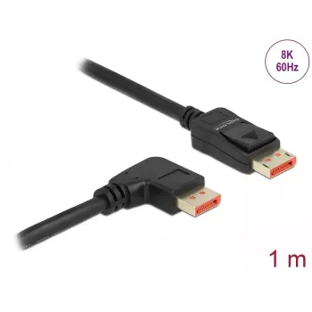 DisplayPort kabelis DeLOCK 8K 60 Hz 1 m vyras-į-vyrą 90° kampu