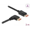DisplayPort kabelis DeLOCK 8K 60 Hz 3 m tiesus vyriškas į 90° kampu lenktą vyrišką