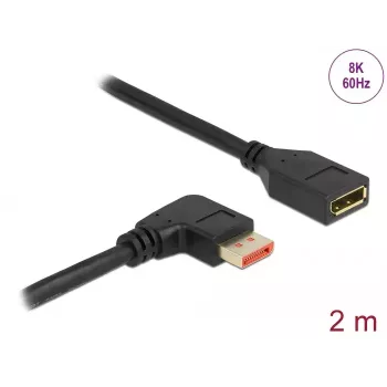 DisplayPort prailginimo kabelis DeLOCK 87078 2 m 8K 60 Hz stačiu kampu