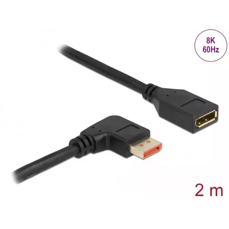 DisplayPort prailginimo kabelis DeLOCK 87078 2 m 8K 60 Hz stačiu kampu