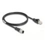DeLOCK M12 A-koduotas 8 kontaktų vyriškas į RJ45 vyrišką Cat5e tinklo kabelis 1 m juodas