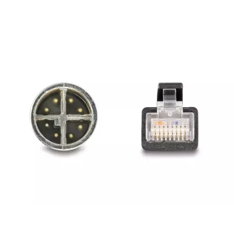 DeLOCK M12 X-koduotas 8 kontaktų patinas į RJ45 patiną Cat5e tinklo kabelis 5 m juodas