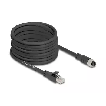 Tinklo kabelis DeLOCK 80595 M12 – RJ-45 Cat5e 10 m Juodas