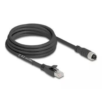 Pramoninis Ethernet kabelis DeLOCK 80591 M12 į RJ-45 Cat5e 3m Juodas