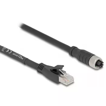 Pramoninis Ethernet kabelis DeLOCK 80591 M12 į RJ-45 Cat5e 3m Juodas