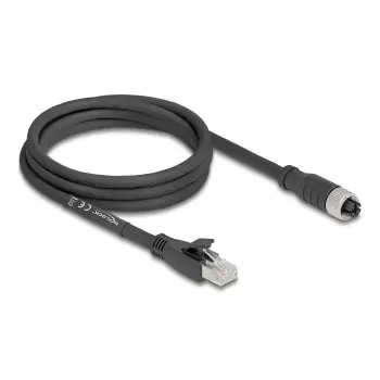 DeLOCK 80590 M12 į RJ-45 tinklo kabelis Cat5e 2 m Juoda