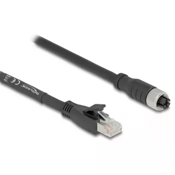 DeLOCK 80590 M12 į RJ-45 tinklo kabelis Cat5e 2 m Juoda