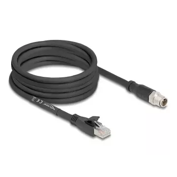 DeLOCK 80585 M12 į RJ-45 kabelis Cat5e 5 m juodas