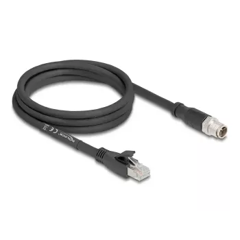 Tinklo kabelis DeLOCK 80579 M12 – RJ-45 Cat5e 2 m Juoda