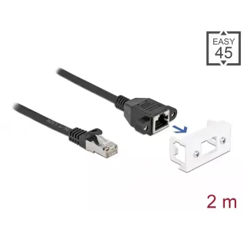 DeLOCK tinklo kabelis 87112 2m Cat6a S/FTP RJ-45 Juoda Balta