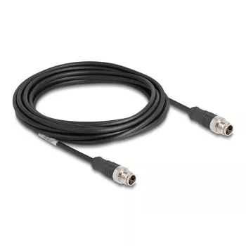 Tinklo kabelis DeLOCK M12 X-koduotas 8 kontaktų vyras-vyras Cat5e 5 m juodas