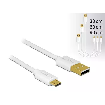 USB kabelis DeLOCK 83679 USB 2.0 USB A Micro-USB B baltas