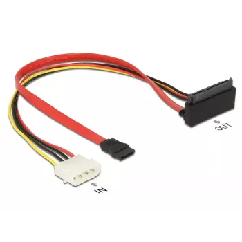 SATA kabelis DeLOCK 85514 0,3m 1x Molex 4 kontaktų 1x SATA 22 kontaktų 1x SATA 7 kontaktų