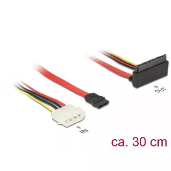 SATA kabelis DeLOCK 85514 0,3m 1x Molex 4 kontaktų 1x SATA 22 kontaktų 1x SATA 7 kontaktų