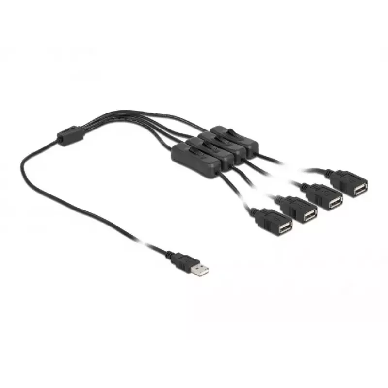 USB Type-A kištukas į 4 x USB Type-A lizdą su jungikliu 1 m DeLOCK 86805