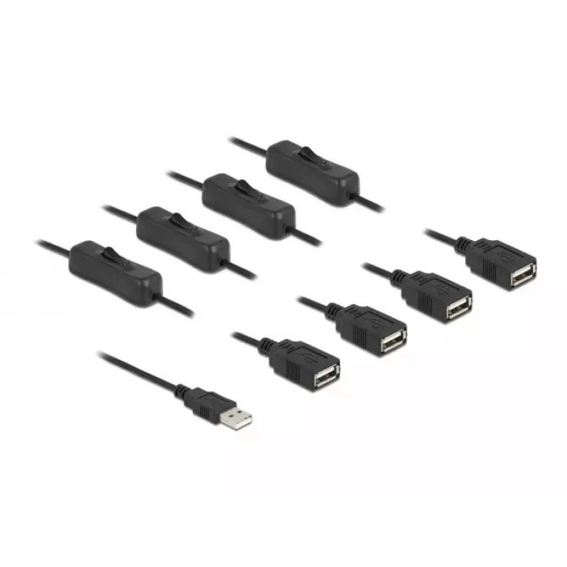 USB Type-A kištukas į 4 x USB Type-A lizdą su jungikliu 1 m DeLOCK 86805