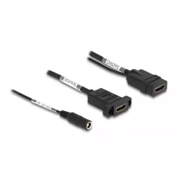 DeLOCK HDMI kabelis 4K 60 Hz su DC maitinimo jungtimi 2,1 x 5,5 mm 0,30 m skydinis montavimas