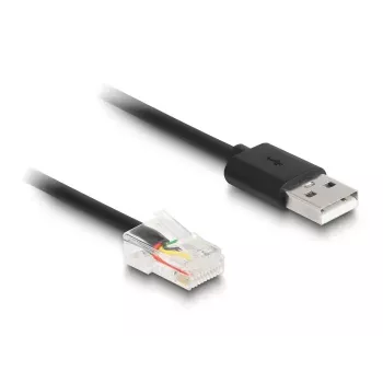 DeLOCK RJ50 į USB 2.0 Type-A spiralinis laidas 2 m juodas