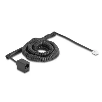 DeLOCK telefono spiralinis laidas 10 m Juodas RJ-11 RJ-45