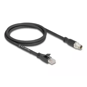 DeLOCK 80577 Tinklo kabelis M12 – RJ-45 Cat5e 1m Juodas