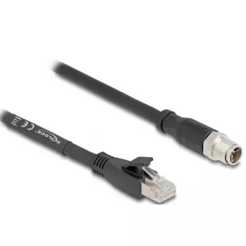 DeLOCK 80577 Tinklo kabelis M12 – RJ-45 Cat5e 1m Juodas