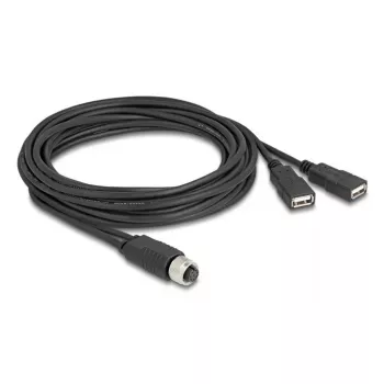 DeLOCK 60651 jutiklio/vykdiklio kabelis 3 m M12 2 x USB Type-A juodas