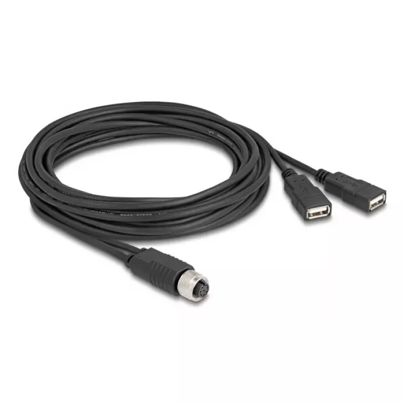 DeLOCK 60651 jutiklio/vykdiklio kabelis 3 m M12 2 x USB Type-A juodas