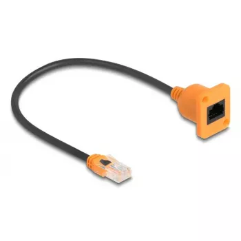 Tinklo kabelis DELOCK 90803 Cat5e U/UTP RJ-45 – RJ-45 Juodas/Oranžinis 0,3 m