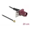 Koaksialinis kabelis DELOCK 90730 — FAKRA D į I-PEX MHF1, 0,2 m, Ø1,13 mm, juoda/bordo