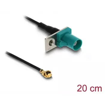 Koaksialinis adapteris DELOCK 90734, FAKRA Z – I-PEX MHF1, 0,2 m, 1,13 mm, juoda/mėlyna