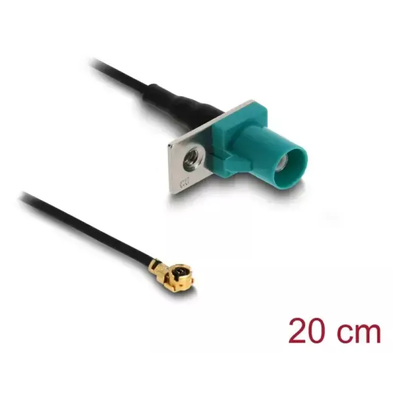 Koaksialinis adapteris DELOCK 90734, FAKRA Z – I-PEX MHF1, 0,2 m, 1,13 mm, juoda/mėlyna