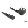 Maitinimo laidas PC DELOCK 81326 — įžemintas CEE 7/7 (90°) į IEC C13, 2 m, 3×0,75 mm², juodas