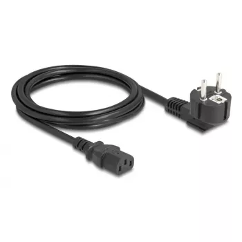 Maitinimo laidas PC DELOCK 81326 — įžemintas CEE 7/7 (90°) į IEC C13, 2 m, 3×0,75 mm², juodas