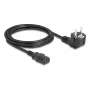 Maitinimo laidas PC DELOCK 81326 — įžemintas CEE 7/7 (90°) į IEC C13, 2 m, 3×0,75 mm², juodas