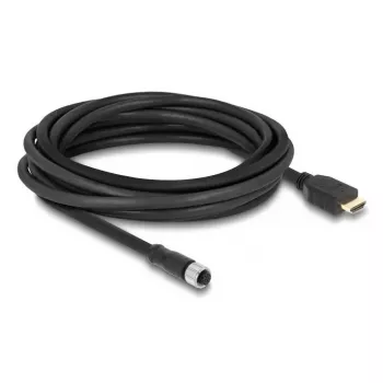 Kabelis DELOCK M12 A-koduotas 17 kontaktų lizdas į HDMI kištuką 5 m juodas