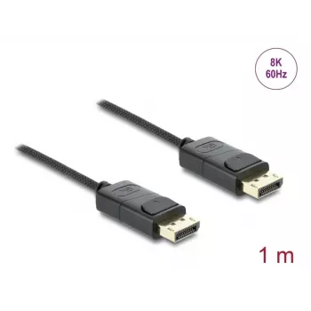 DELOCK Coaxial DisplayPort kabelis 8K 60 Hz, DisplayPort–DisplayPort, 1 m, juodas, pintas apvalkalas