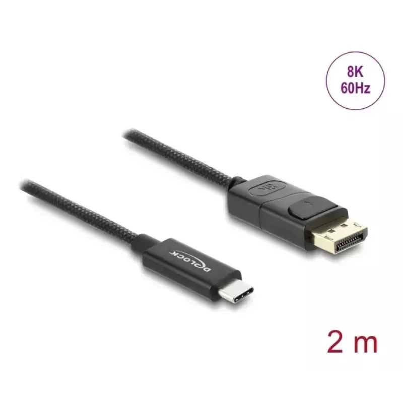 DELOCK Coaxial USB Type-C į DisplayPort laidas (DP Alt Mode) 4K 60 Hz, 2 m, juodas