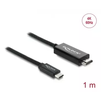 DELOCK Coaxial USB Type-C į HDMI laidas (DP Alt Mode) 4K 60 Hz, USB-C į HDMI, 1 m, juodas