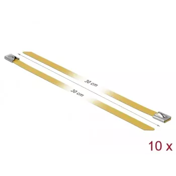 Kabelio raištis plieninis DeLOCK 18790 300 mm geltonas 10 vnt.