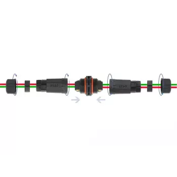 Jungtis elektros laidams DELOCK 86912, tiesi, 85–260 V, juoda, 25 × 114 mm, 1 vnt.