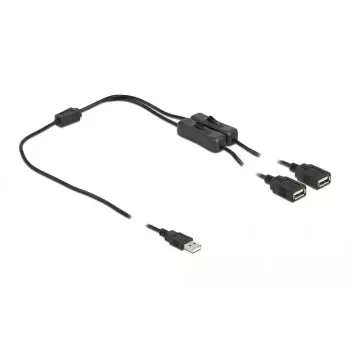 USB Type-A kištukas į 2 x USB Type-A lizdą su jungikliu DeLOCK 86803