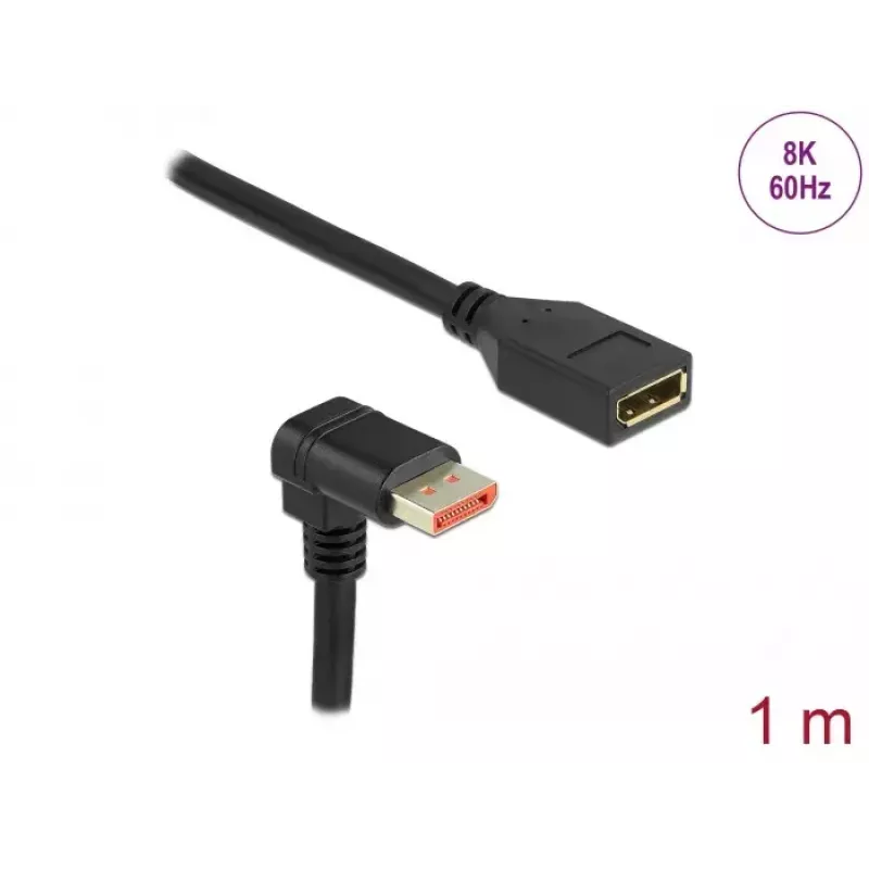 DisplayPort ilginimo kabelis DeLOCK 90° žemyn lenktas 8K 1m