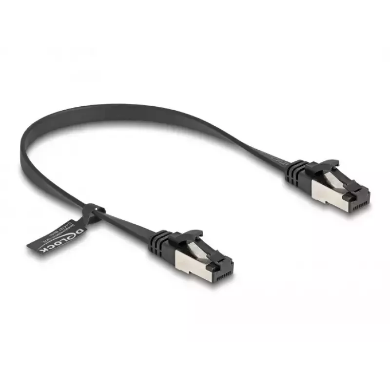 DeLOCK RJ45 plokščiasis pataisos kabelis Cat.8.1 0,25 m juodas