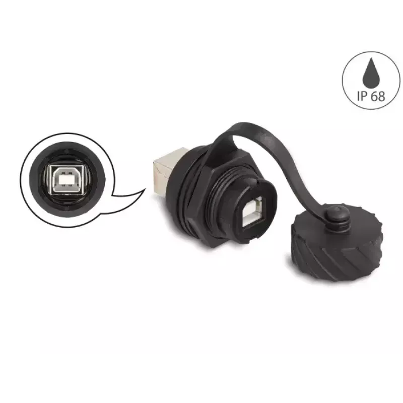 DeLOCK USB 2.0 Type-B lizdas-lizdui IP68 vandeniui atspari jungtis, juoda