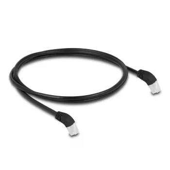DeLOCK RJ45 tinklo kabelis Cat.6A S/FTP 45° žemyn kampu 1 m juoda