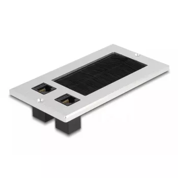 DeLOCK kabelio įvadas su šepetėliu ir 2 x RJ45 Keystone moduliu Cat.6 aliuminis
