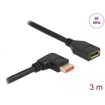 DisplayPort ilginimo kabelis DeLOCK 87079 3m 8K 60Hz stačiu kampu