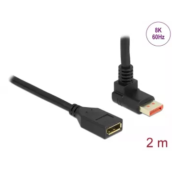 DisplayPort ilginimo laidas DeLOCK 90° į viršų kampuotas 8K 60 Hz 2 m