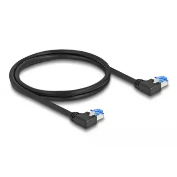 DeLOCK RJ45 tinklo kabelis Cat.6A S/FTP kairysis kampinis 2 m juodas