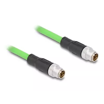 DeLOCK M12 X-koduotas 8 kontaktų vyriškas-vyriškas eterneto kabelis PUR (TPU) 5 m Juodas